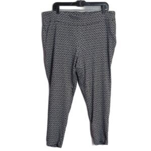 CATO Classic Blue Geometric Stretch Pull On Cropped Ankle Pants Women's 18W